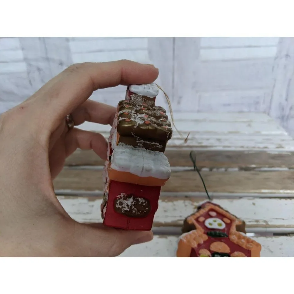 Red‎ gingerbread ornament Xmas holiday tree set 2